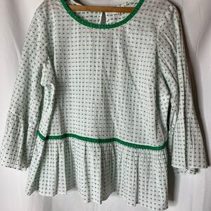 NWT Crown & Ivy Lightweight White and Green Top